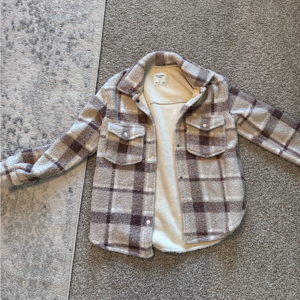 Abercrombie & Fitch Plaid Jacket in Brown and Cream